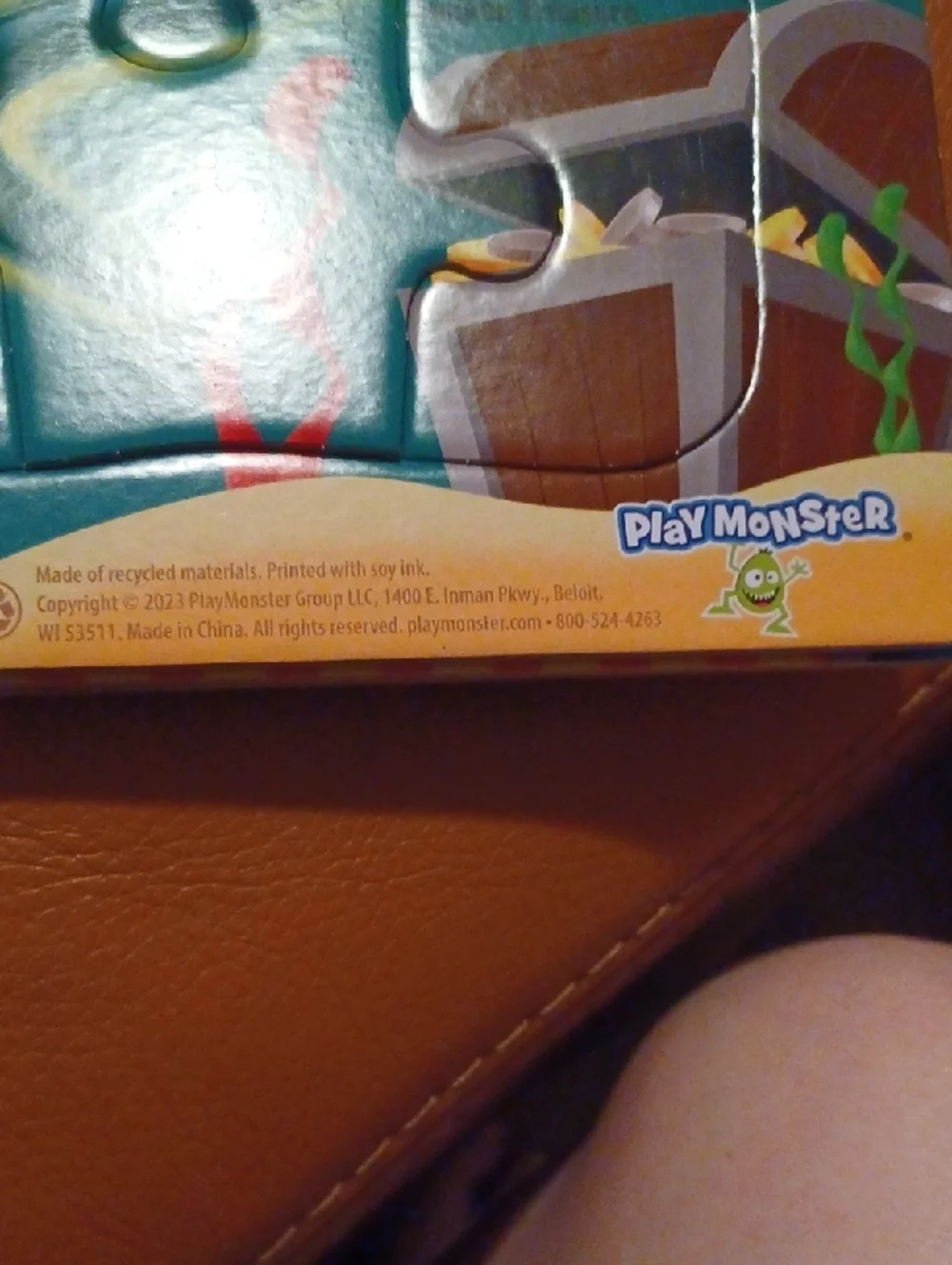 - PlayMonster Puzzle Game Box - Teal, Brown, Yellow